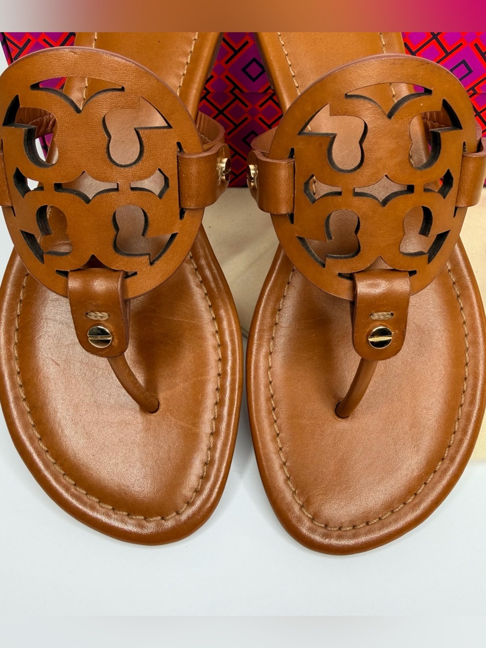 Tory Burch Miller Vegan Leather sandals in color Vintage Vachetta. Sz 8.5 - Picture 2 of 10